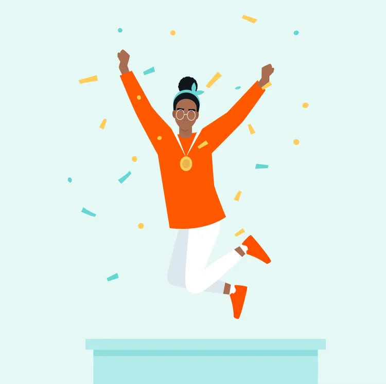 Student celebrating success